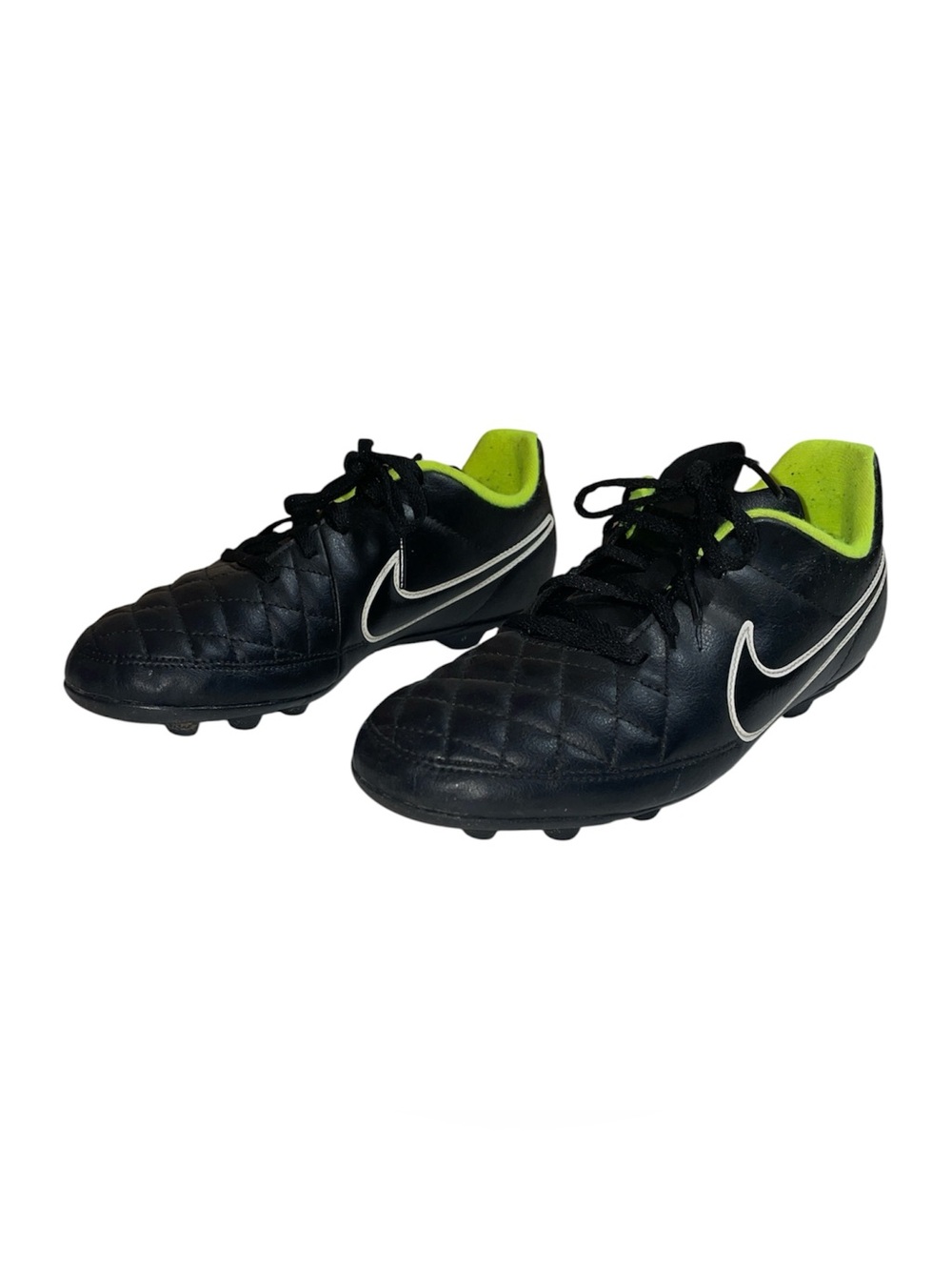 Nike Tempo Black and Neon Green Soccer Cleats Size 5.5 2014